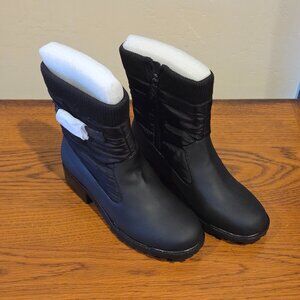 Trotters Berry Mid Black Boots, Size 7N